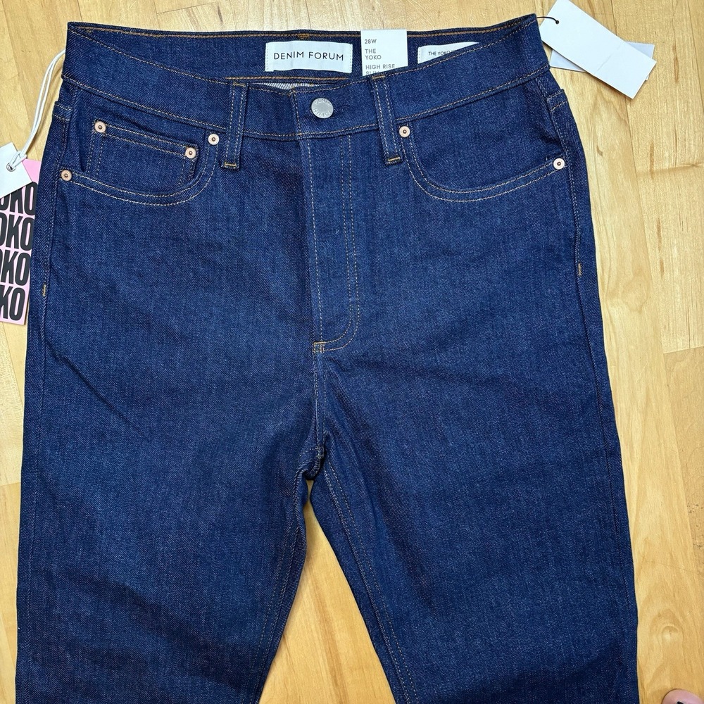Denim‎ Forum Aritzia The Yoko High Rise Jeans Size 28L Blue Slim NWT Dark Preppy